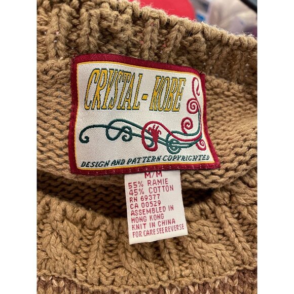 Crystal Kobe Vintage Brown Cable Knit Sweater Sz M - Picture 5 of 7